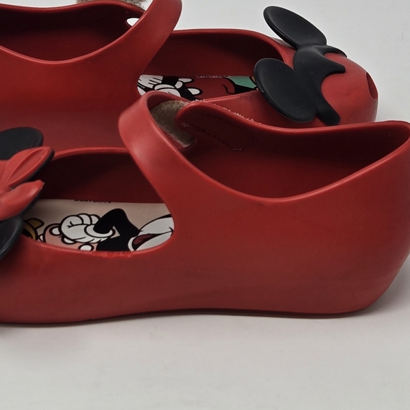 MINI MELISSA RUBBER MARY JANE MICKEY & MINNIE MOUSE RED SHOES EARS GIRLS SIZE 10 - Picture 7 of 16
